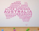 Australian Map City Names Vinyl Decals Modern Wall Stickers
